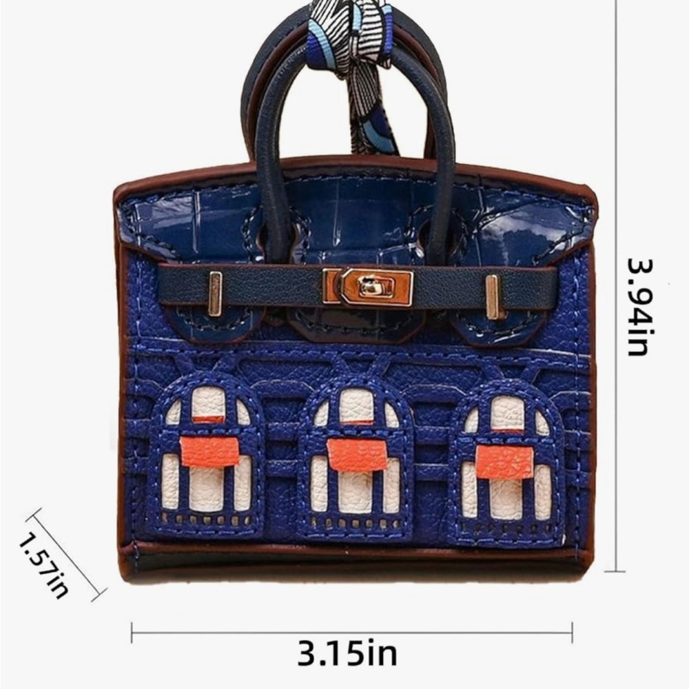 Not a Birkin… But She Cute Blue and Brown Handbag